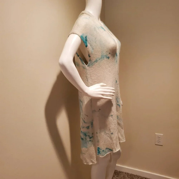 Wooden Ships Tie Dye Sweater Tunic Dress Blue White Mohair Wool Blend S/M - Picture 4 of 5